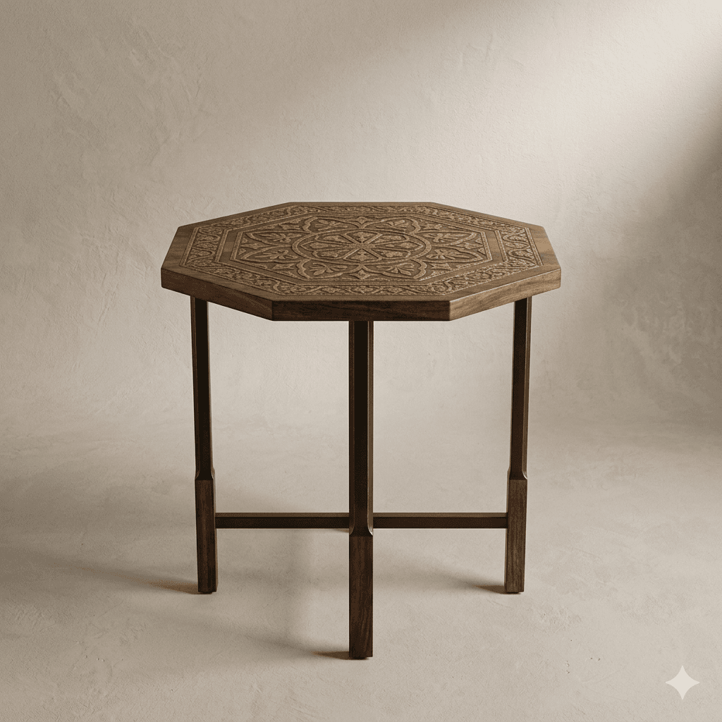 Brass-Clad Octagonal Side Table