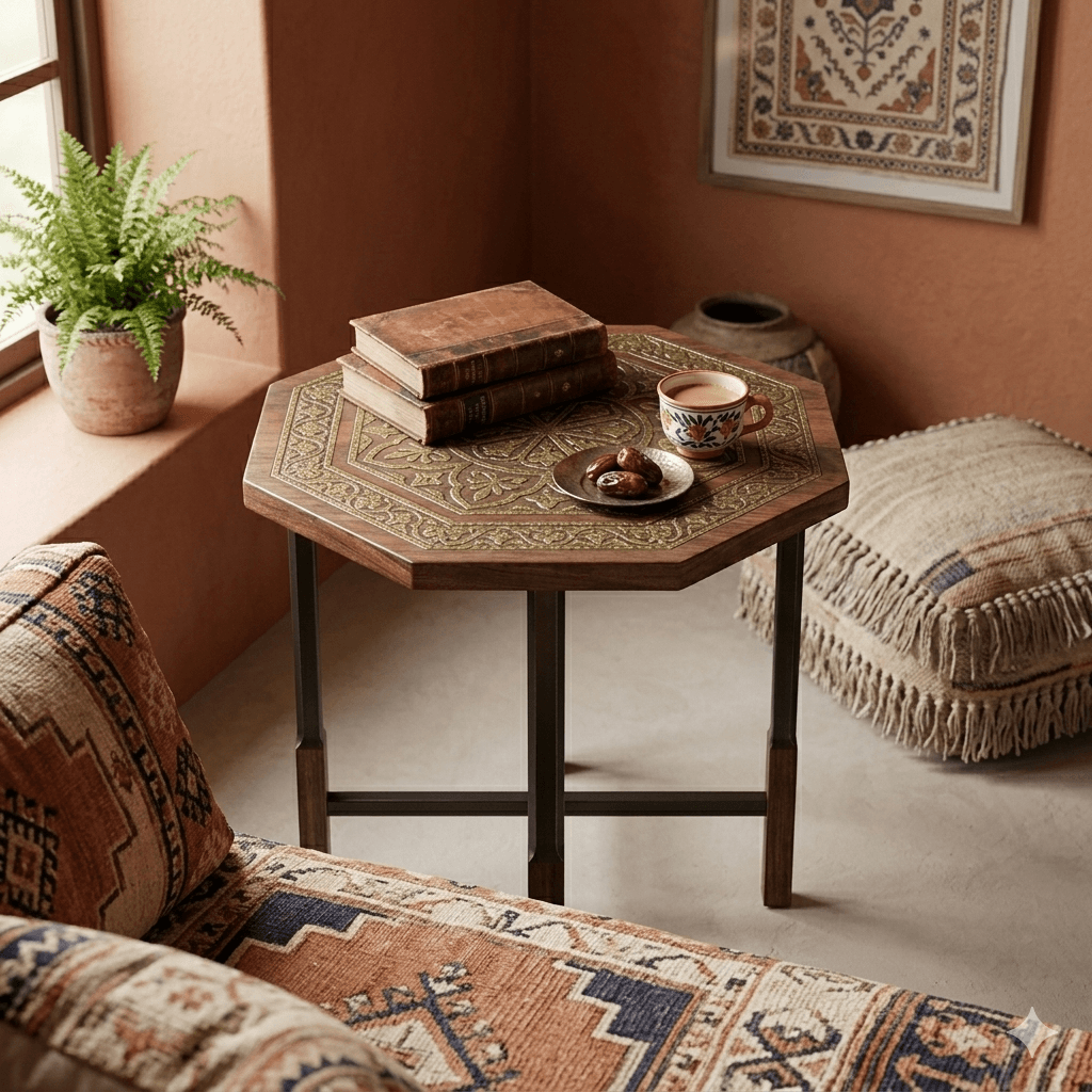 Brass-Clad Octagonal Side Table 2