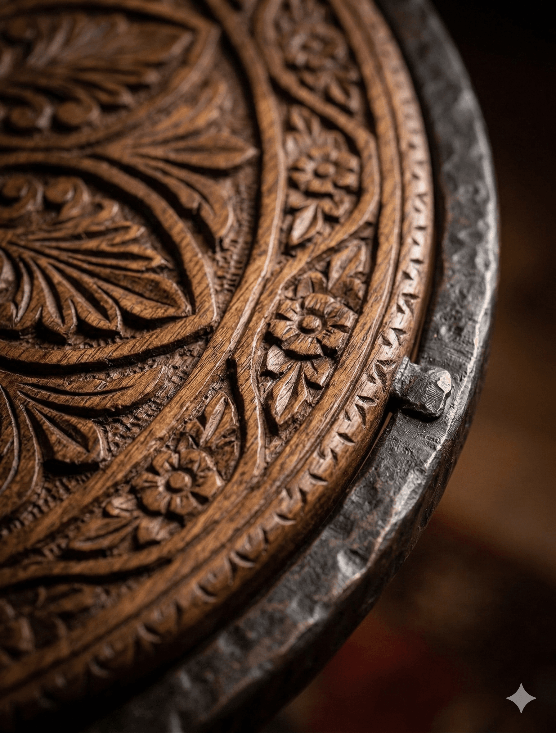 Hand-Carved Wood & Iron Pub Table 3