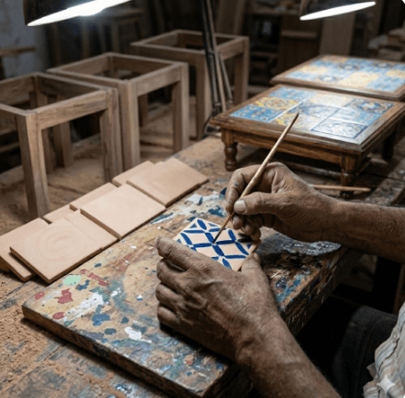 Hand-Painted Tile-Top Accent Tables 4