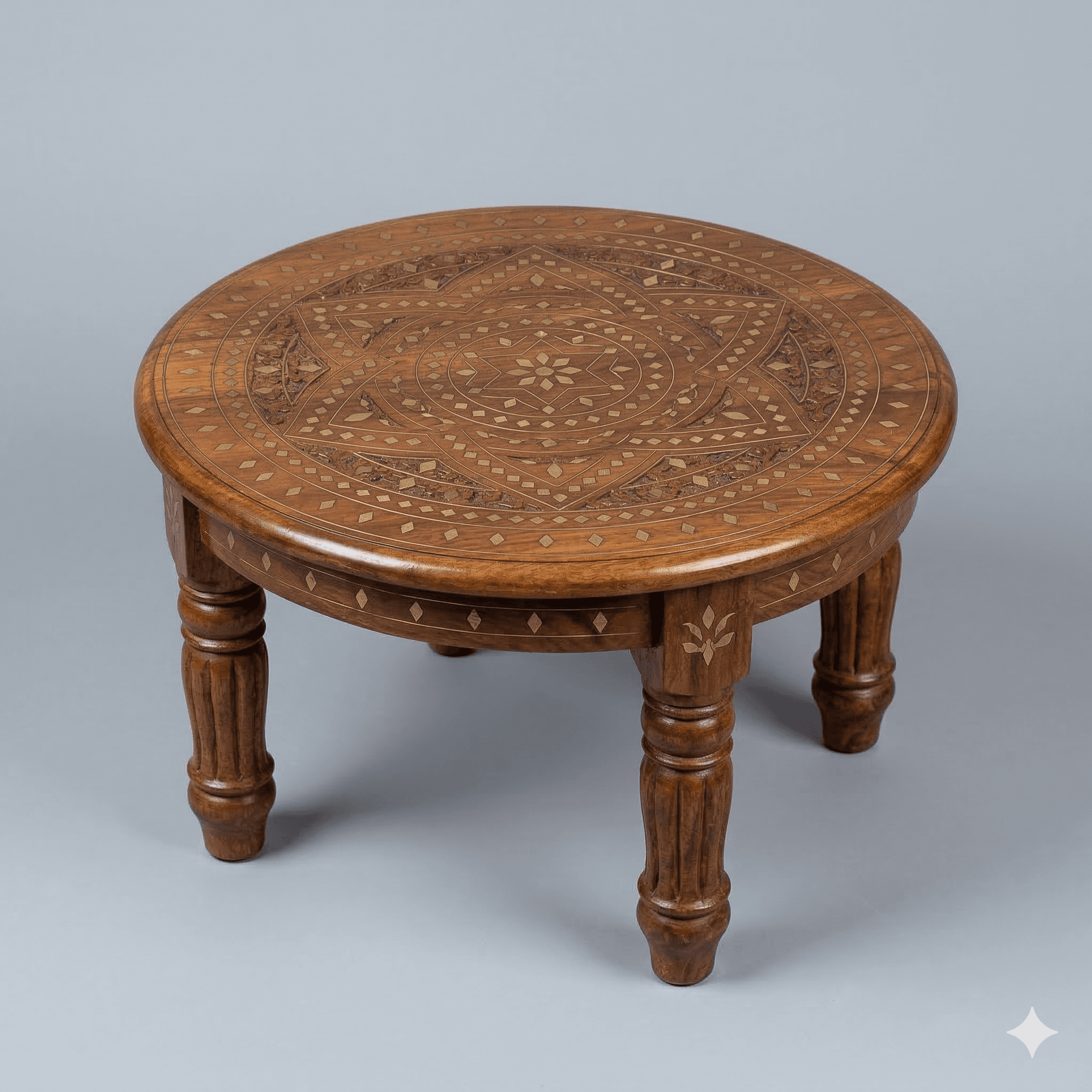 Inlaid Circular Teapoy Table