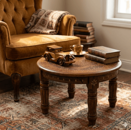 Inlaid Circular Teapoy Table 2