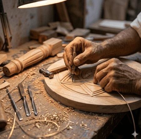 Inlaid Circular Teapoy Table 4