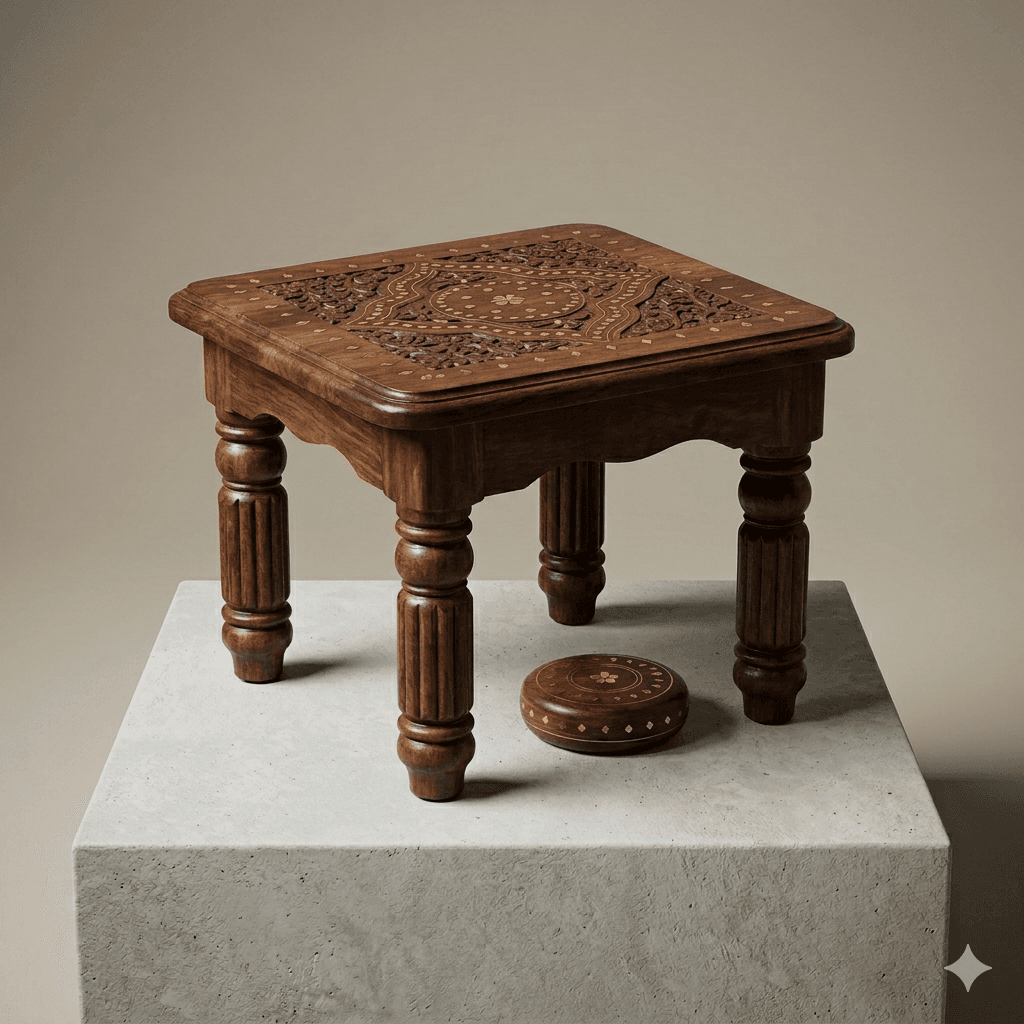 Inlaid Square Pedestal Table