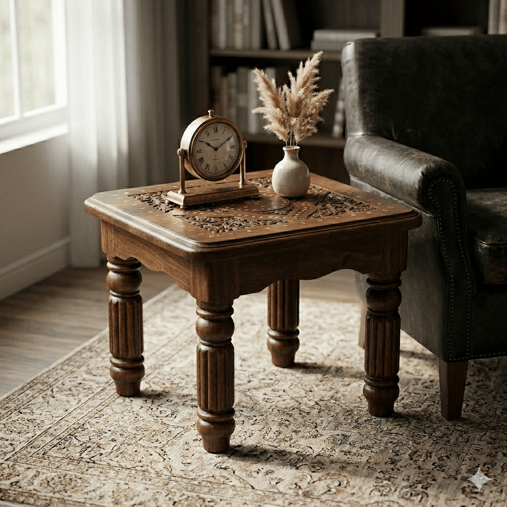 Inlaid Square Pedestal Table 2