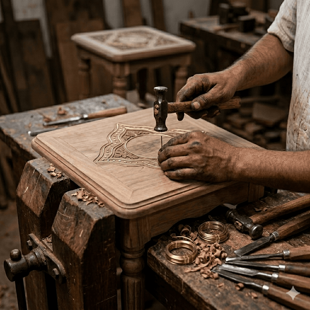 Inlaid Square Pedestal Table 4