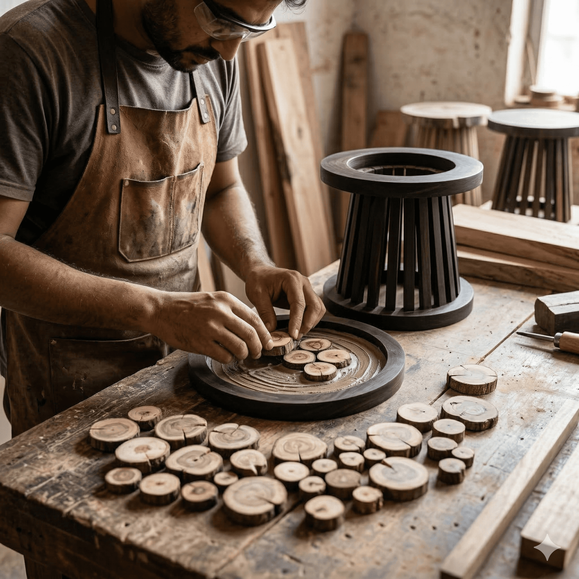 Natural Log Slice Pedestal/Stool 4