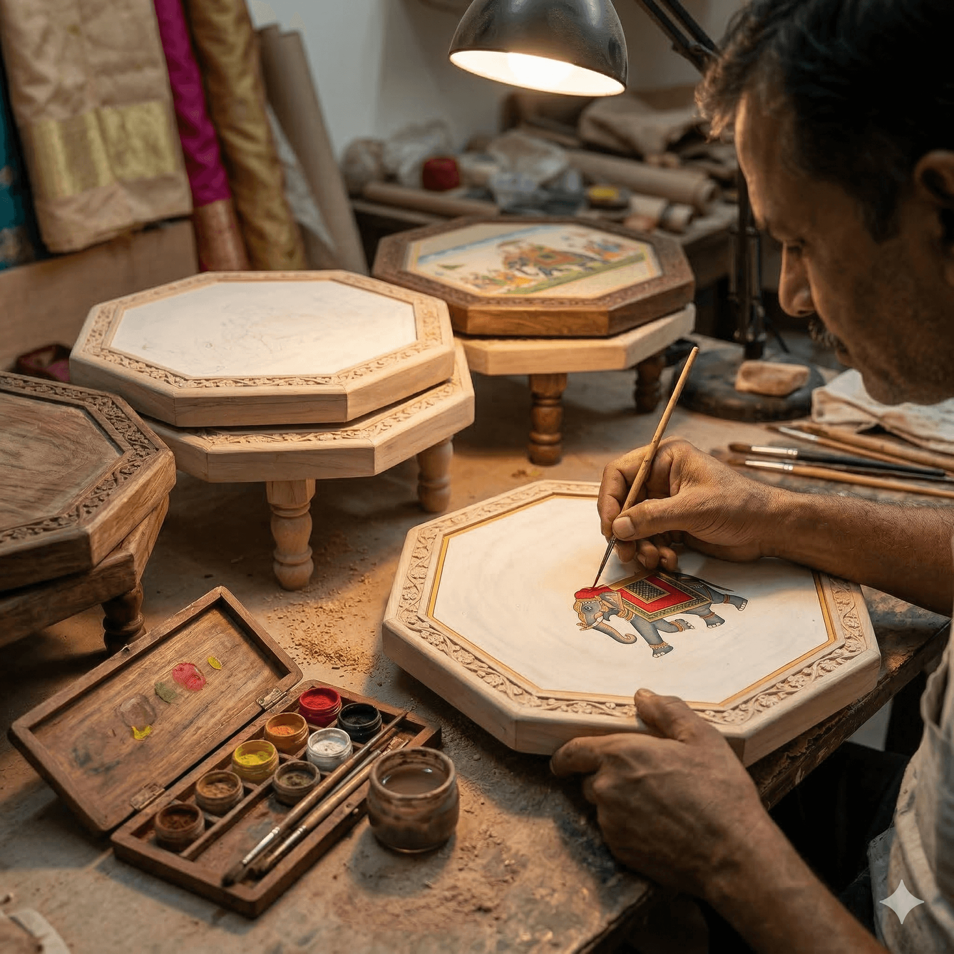 Painted Octagonal Side Tables/Stools 4