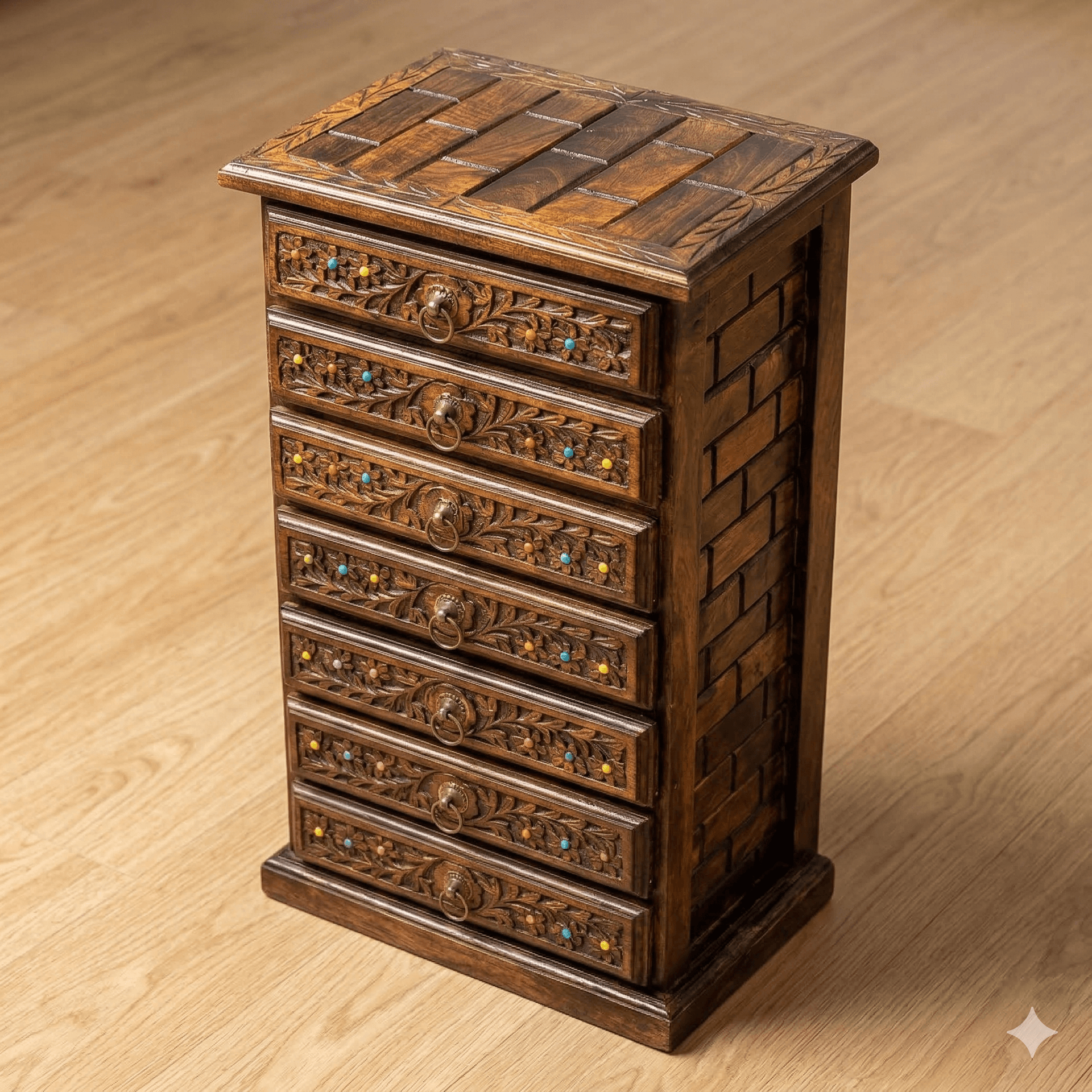 Rustic Brick-Pattern Side Cabinet