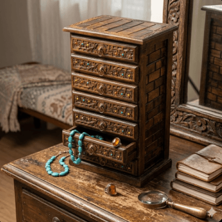 Rustic Brick-Pattern Side Cabinet 2