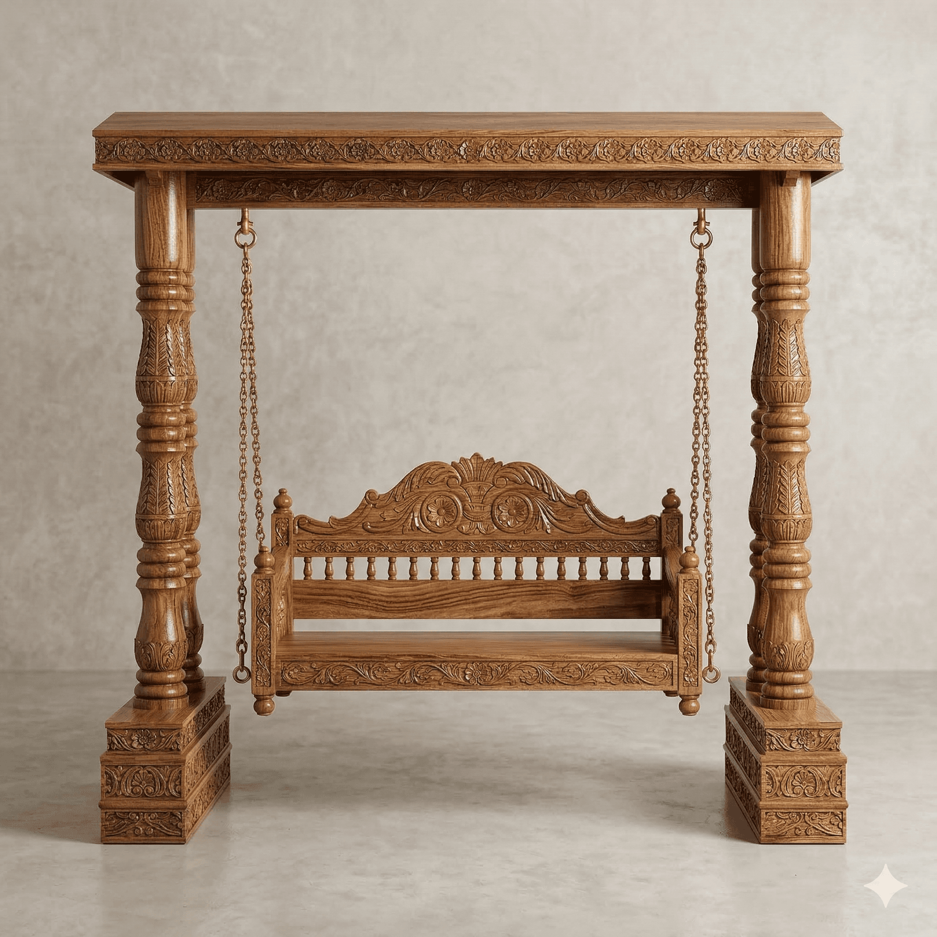 The Maharaja Carved Wooden Swing / Jhula