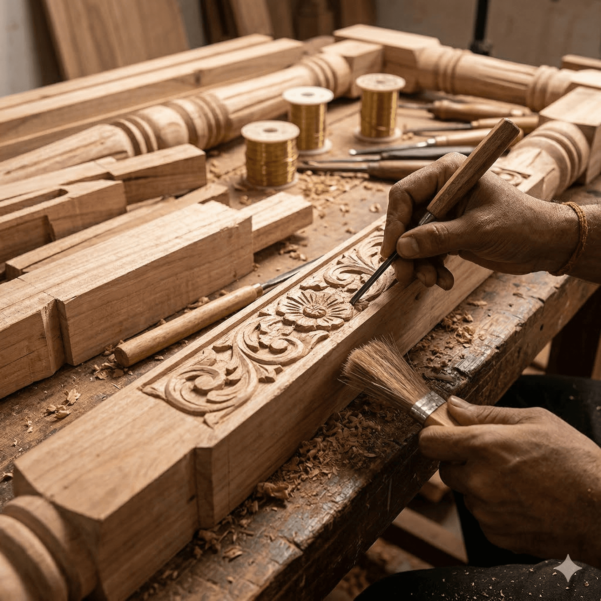 The Maharaja Carved Wooden Swing / Jhula 4