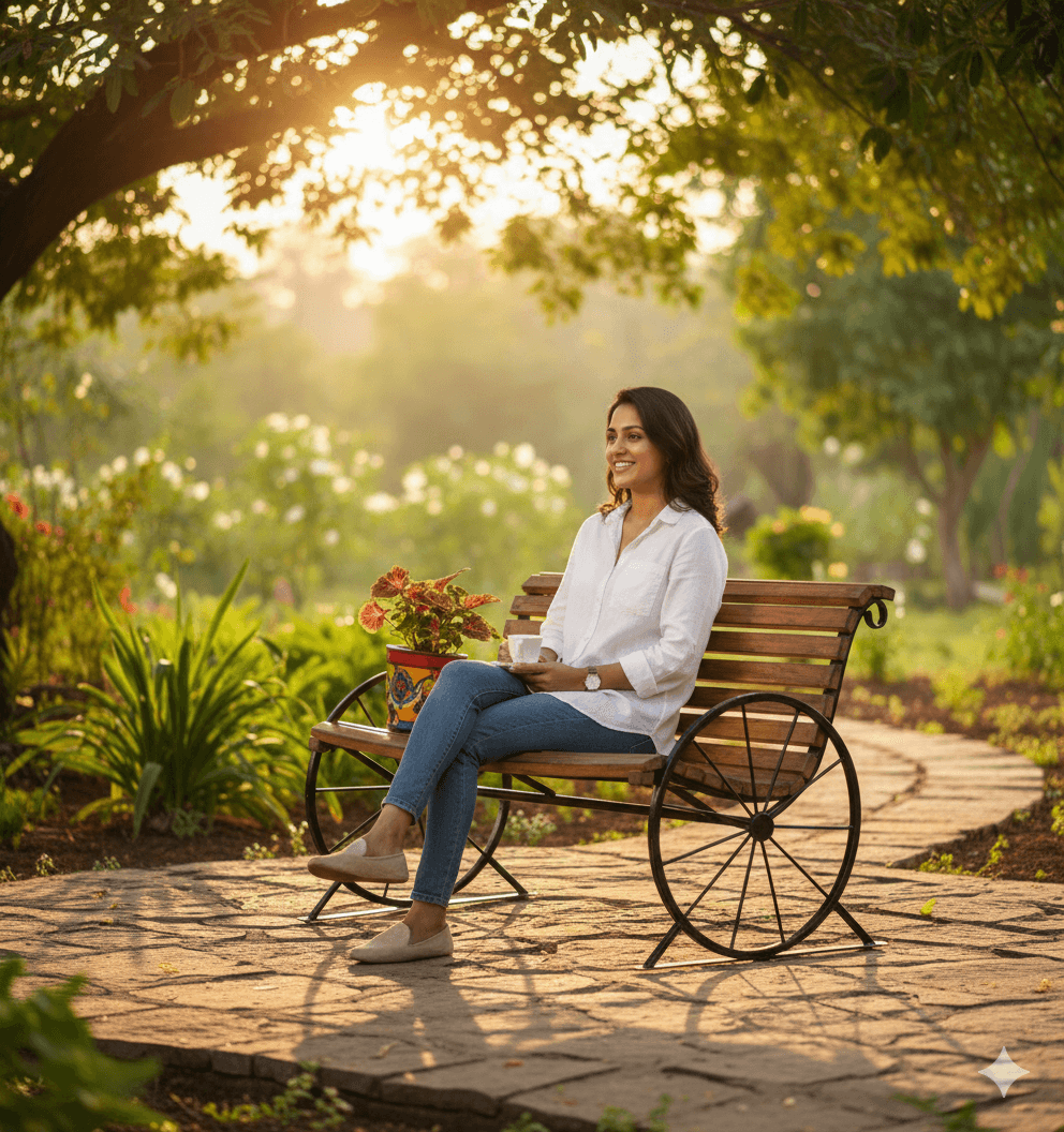 Wooden Slat Cart-Style Bench 2