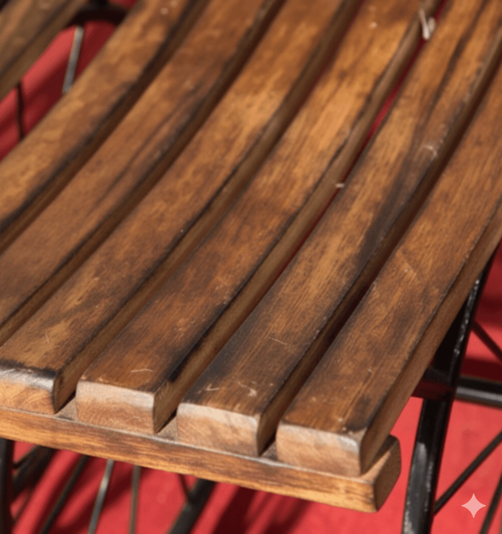 Wooden Slat Cart-Style Bench 3