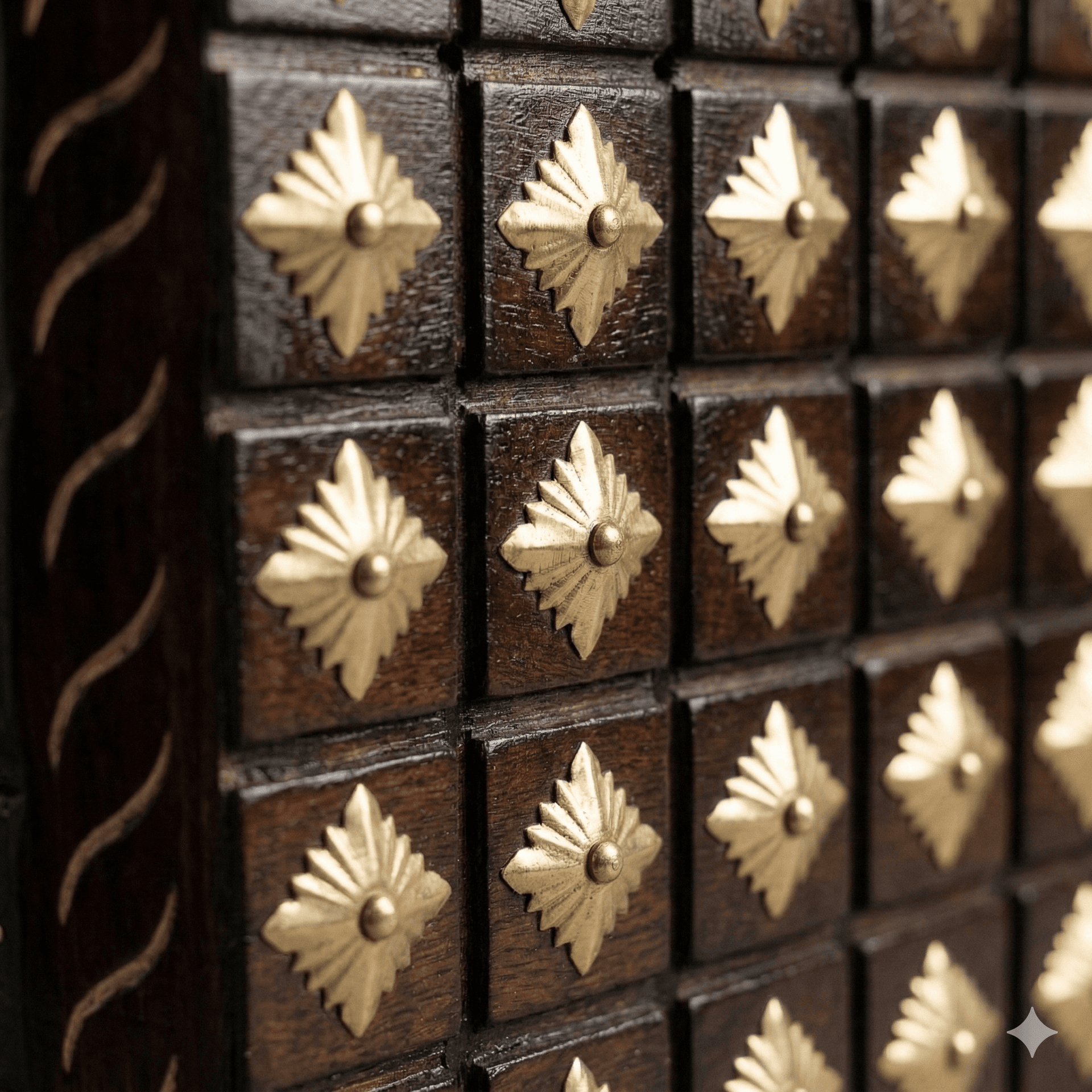 Brass-Embossed Wooden Accent Chest 3