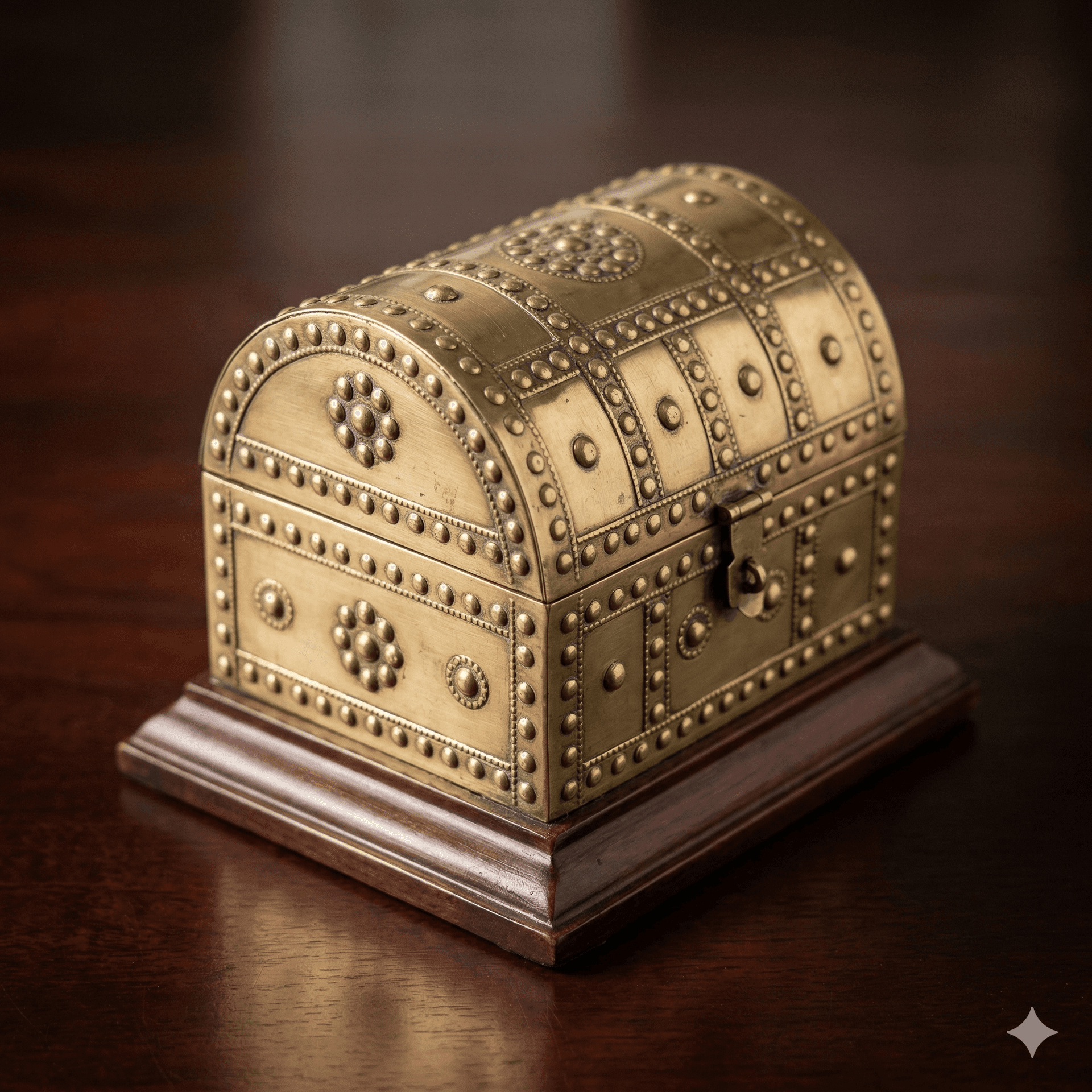 Domed Brass-Studded Treasure Chest