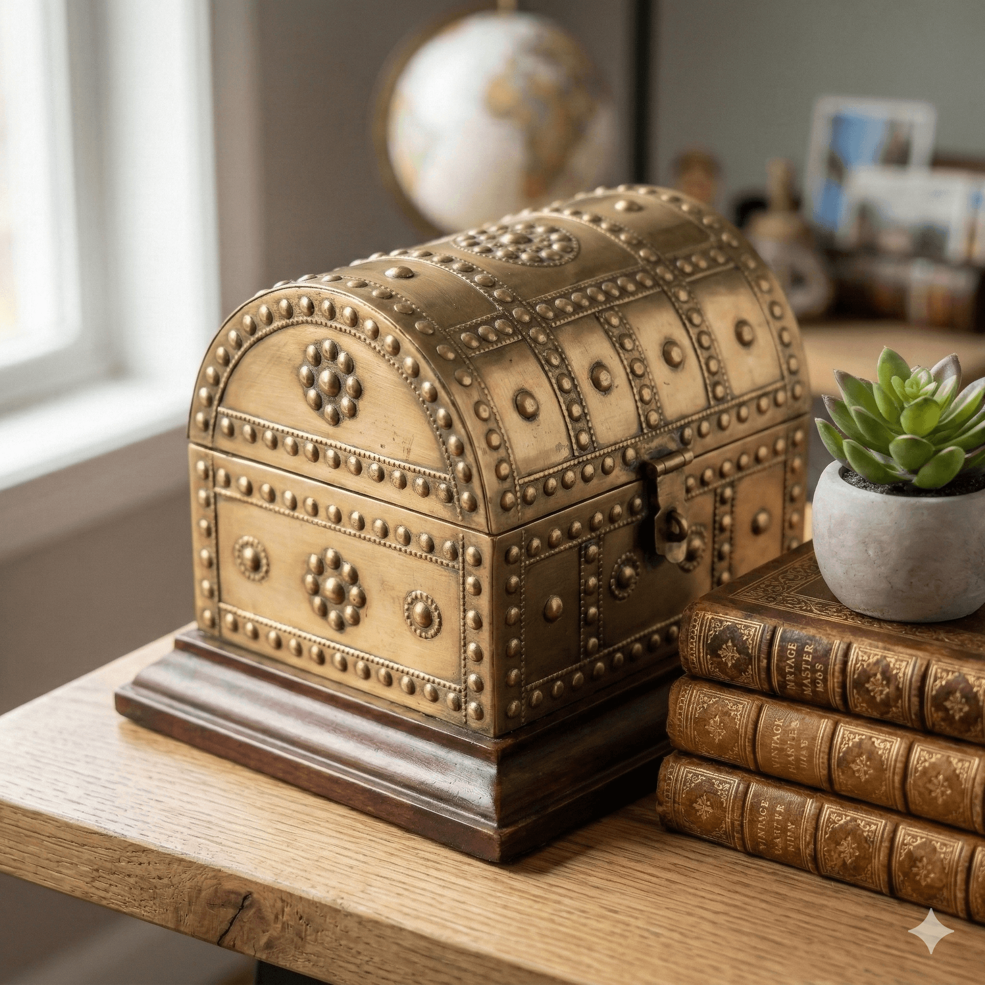 Domed Brass-Studded Treasure Chest 2