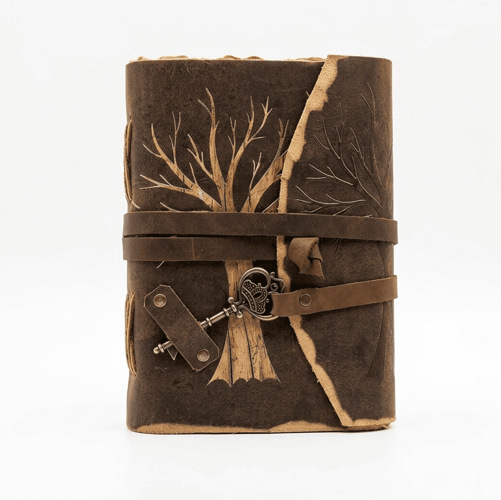 Rustic Key & Tree Raw Edge Journal 1
