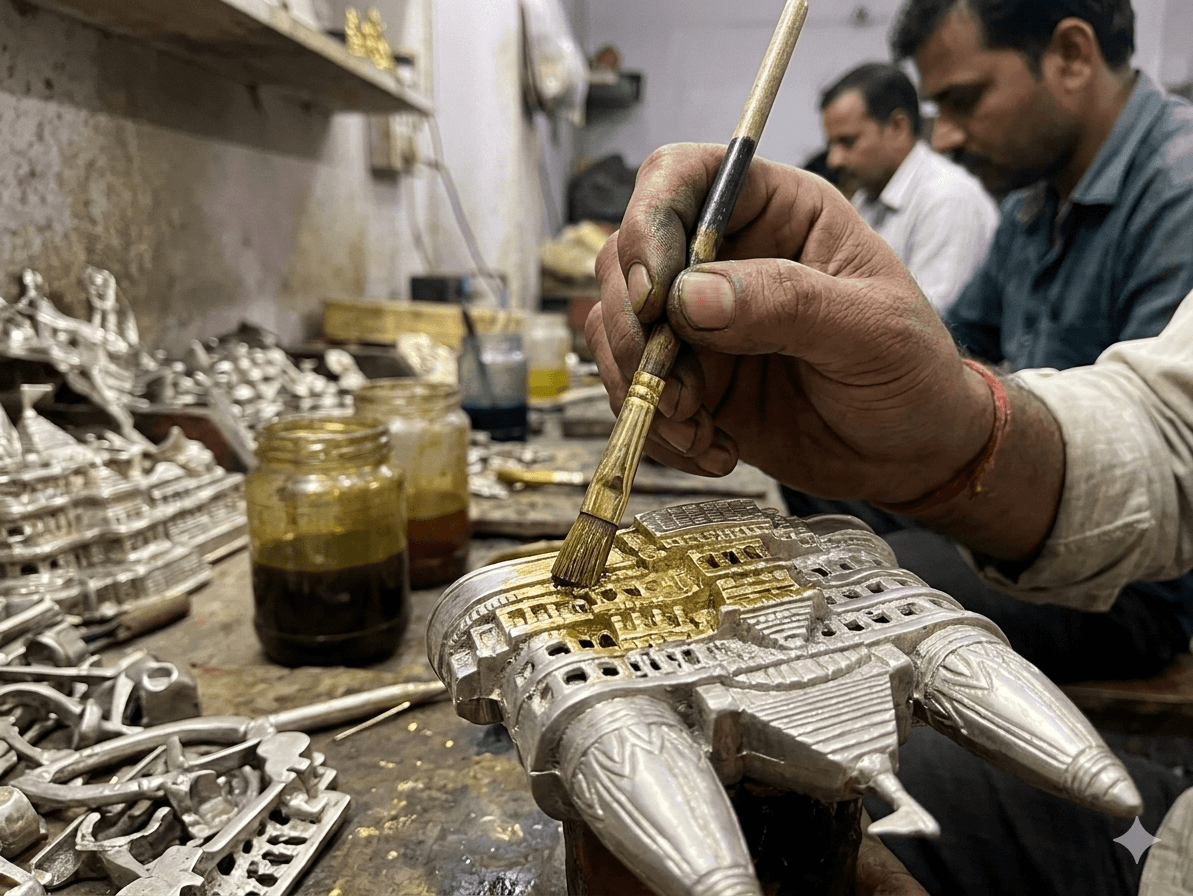 Gilded Ayodhya Mandir Scale Model 4
