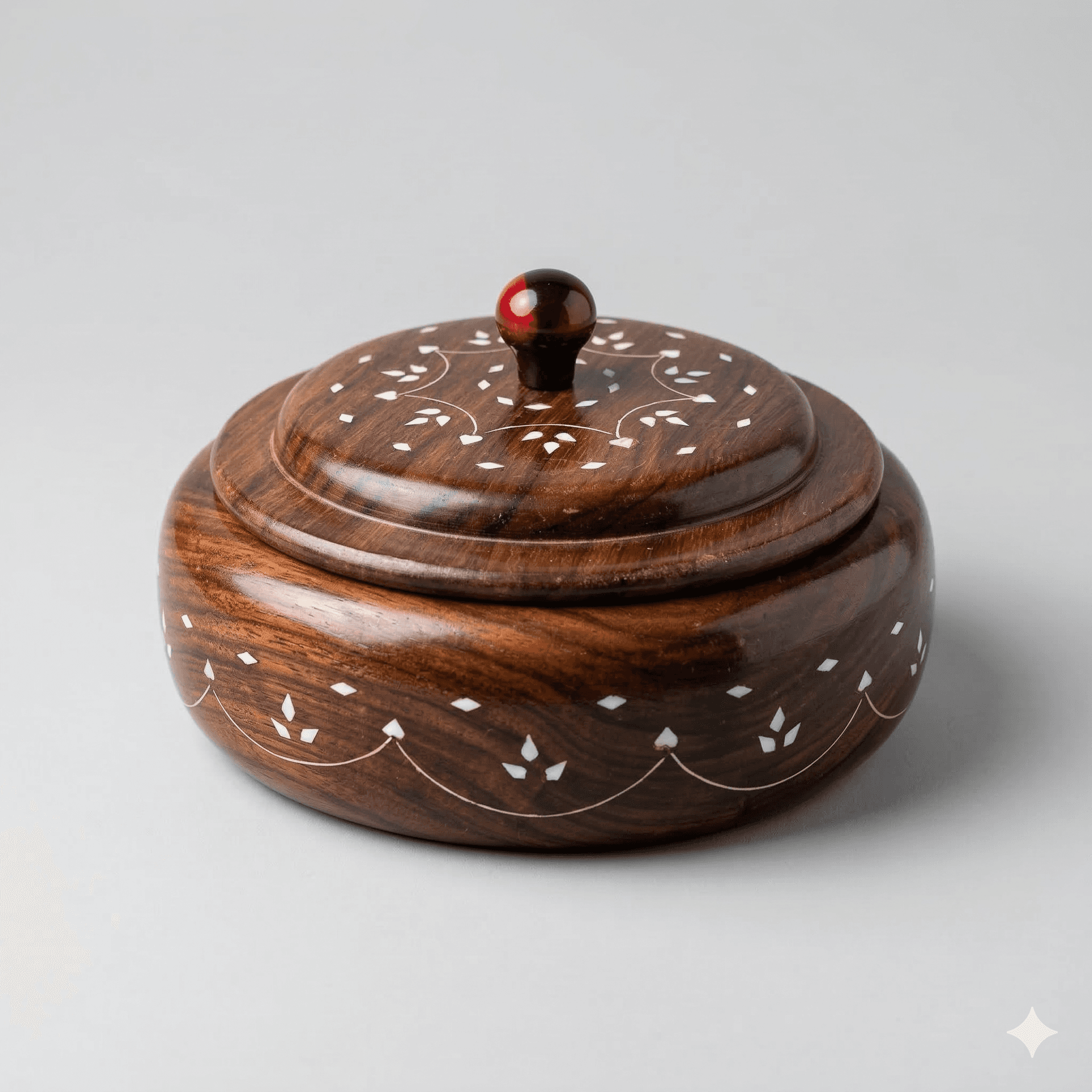 Hand-Inlaid Sheesham Keepsake Urn / Storage Jar 1