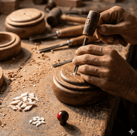 Hand-Inlaid Sheesham Keepsake Urn / Storage Jar 4