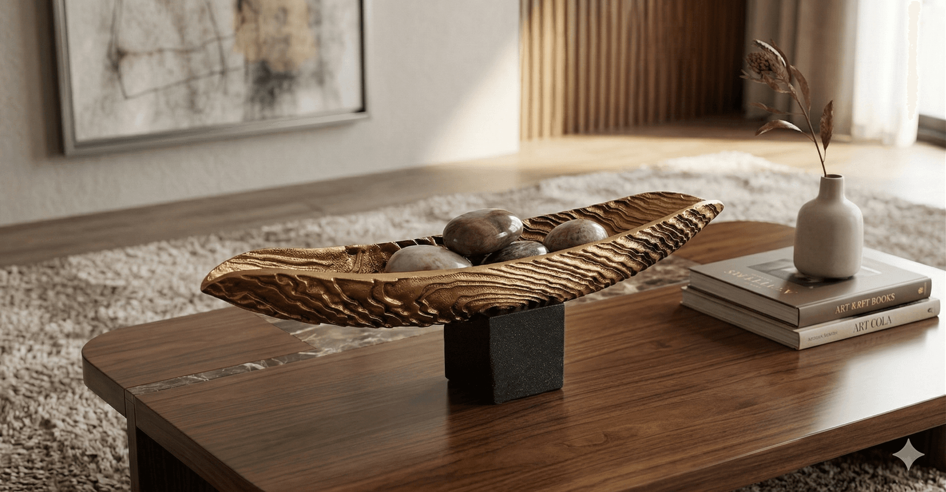 Textured Gold Boat Centerpiece 2