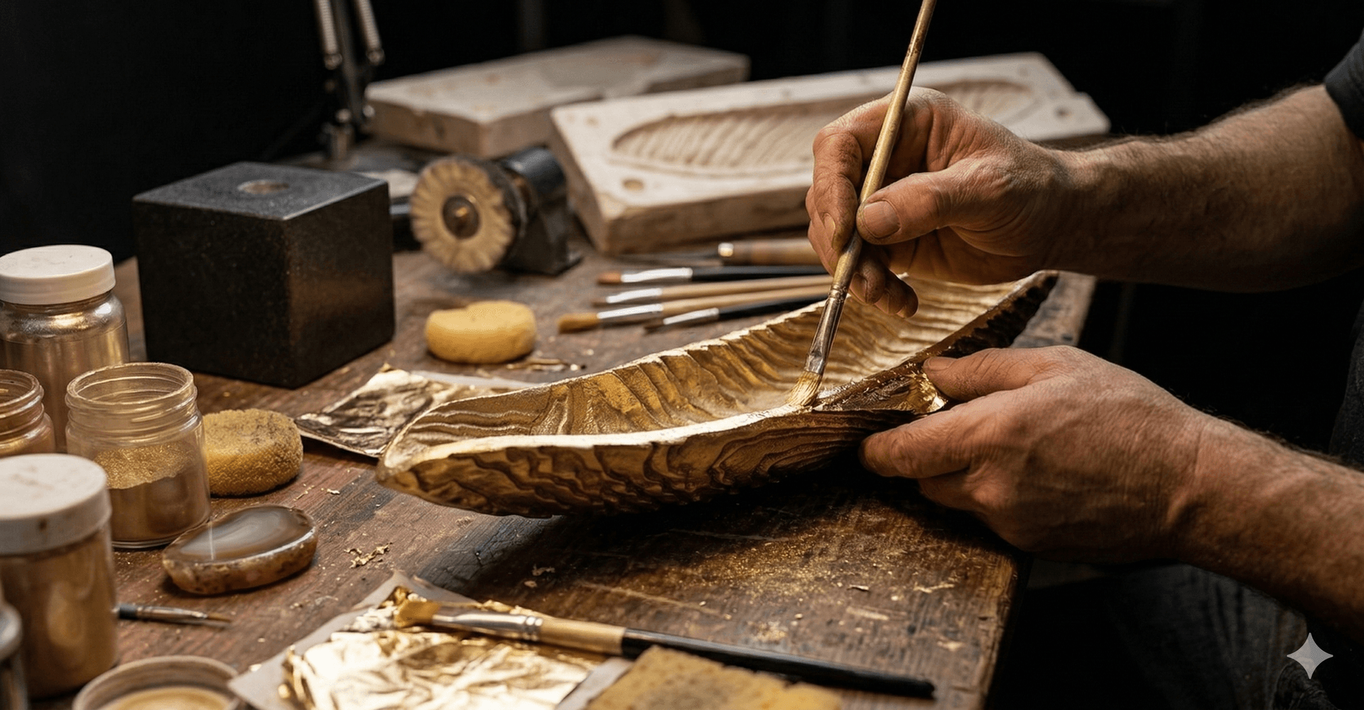 Textured Gold Boat Centerpiece 4