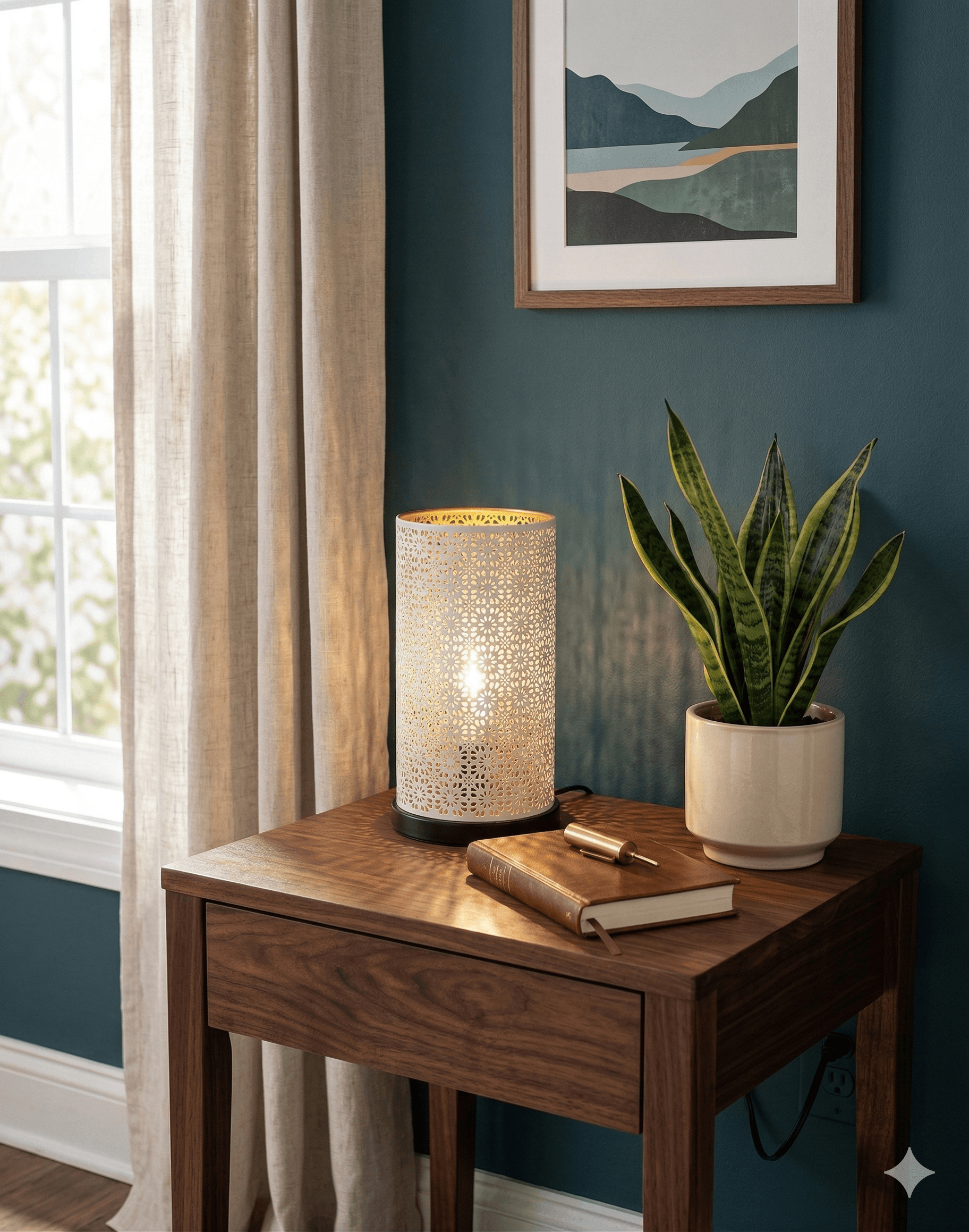 White Filigree Cylinder Lamp 2