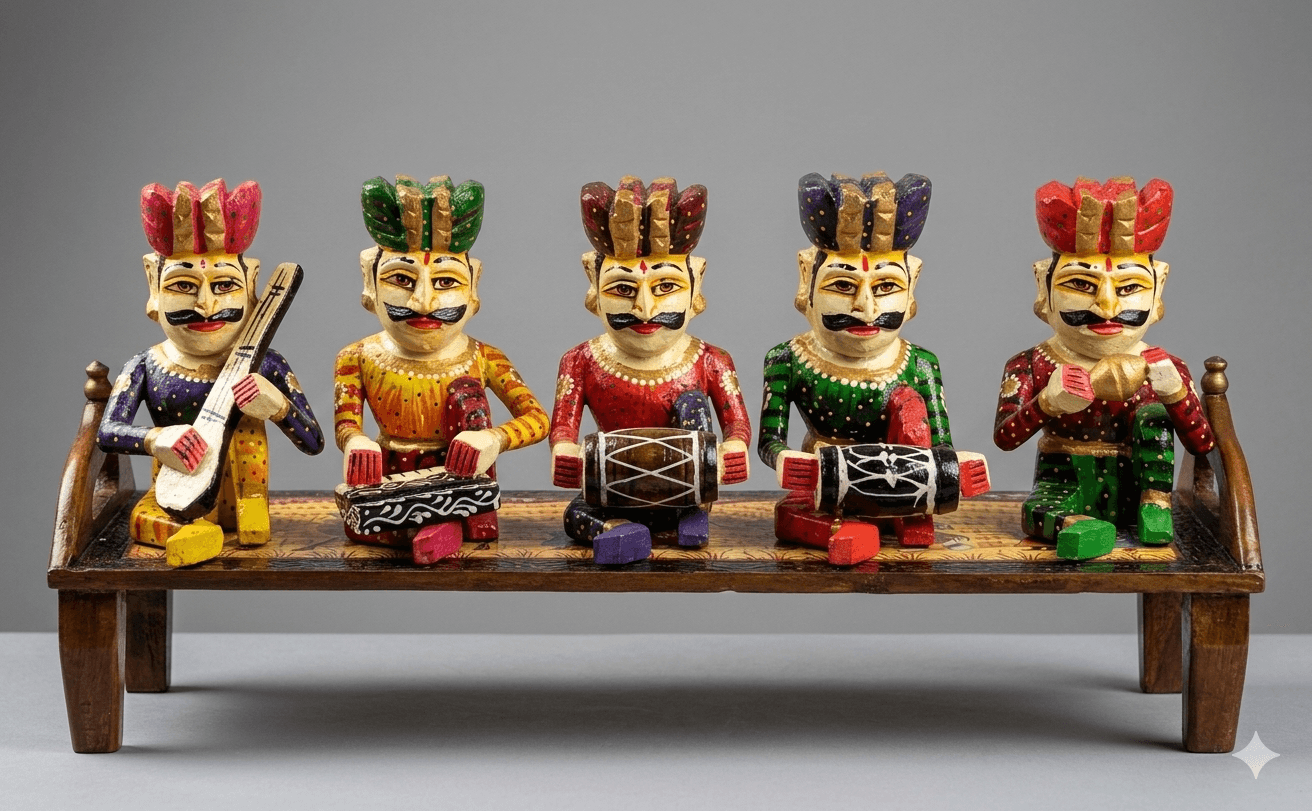 5-Piece Rajasthani Folk Musician Set 1