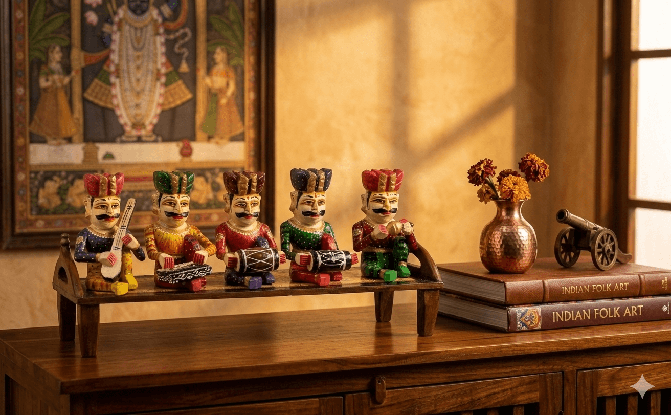 5-Piece Rajasthani Folk Musician Set 2