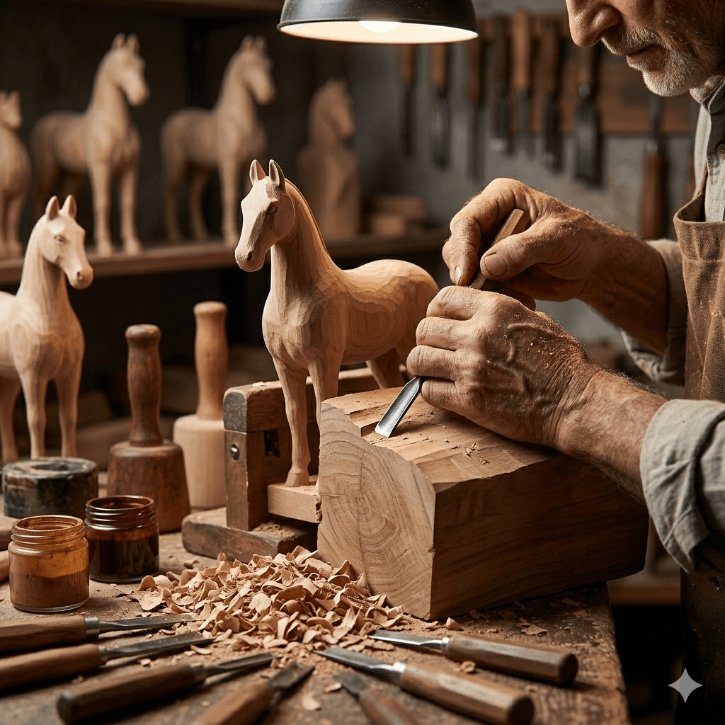 Carved Wooden Standing Horse 4