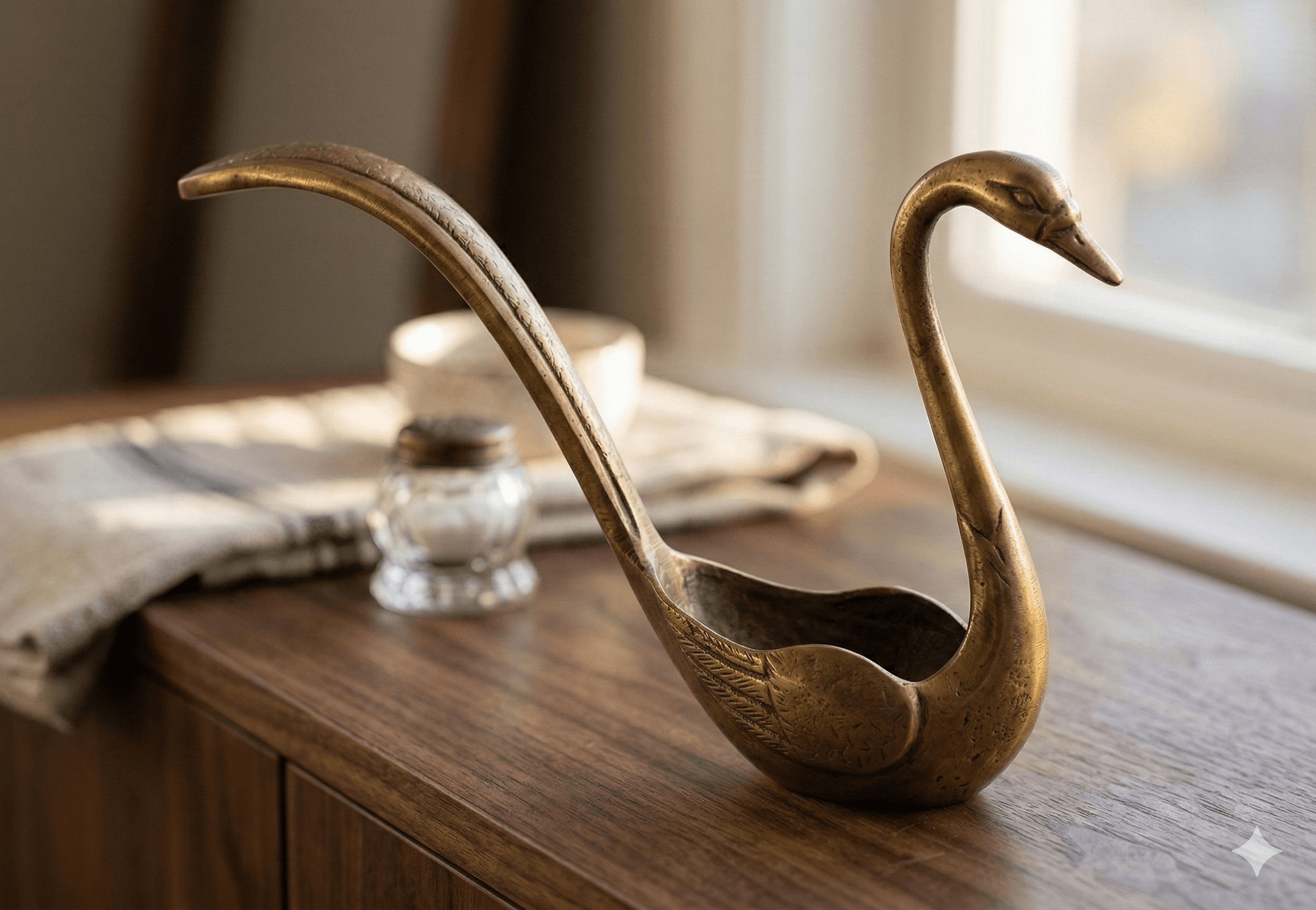 Decorative Brass Long-Neck Swan 2