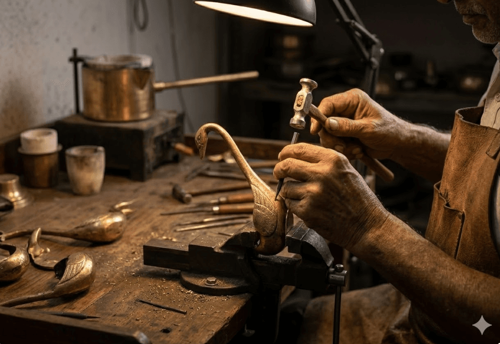 Decorative Brass Long-Neck Swan 4