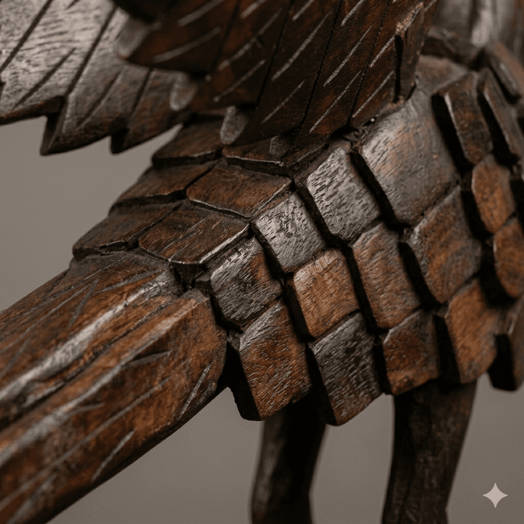 Hand-Carved Majestic Peacock Sculpture (Large Accent) 3