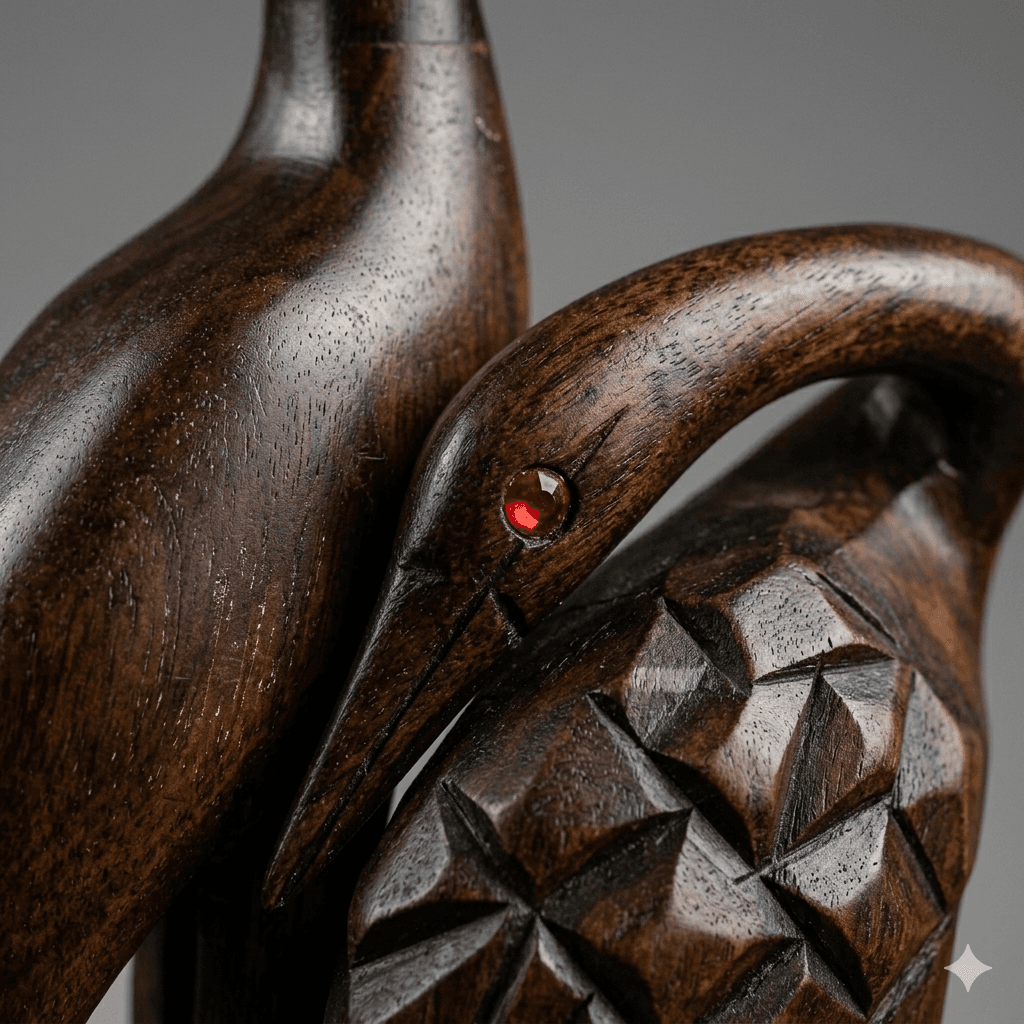 Mid-Century Modern Wooden Heron Sculpture (Set of 2) 3