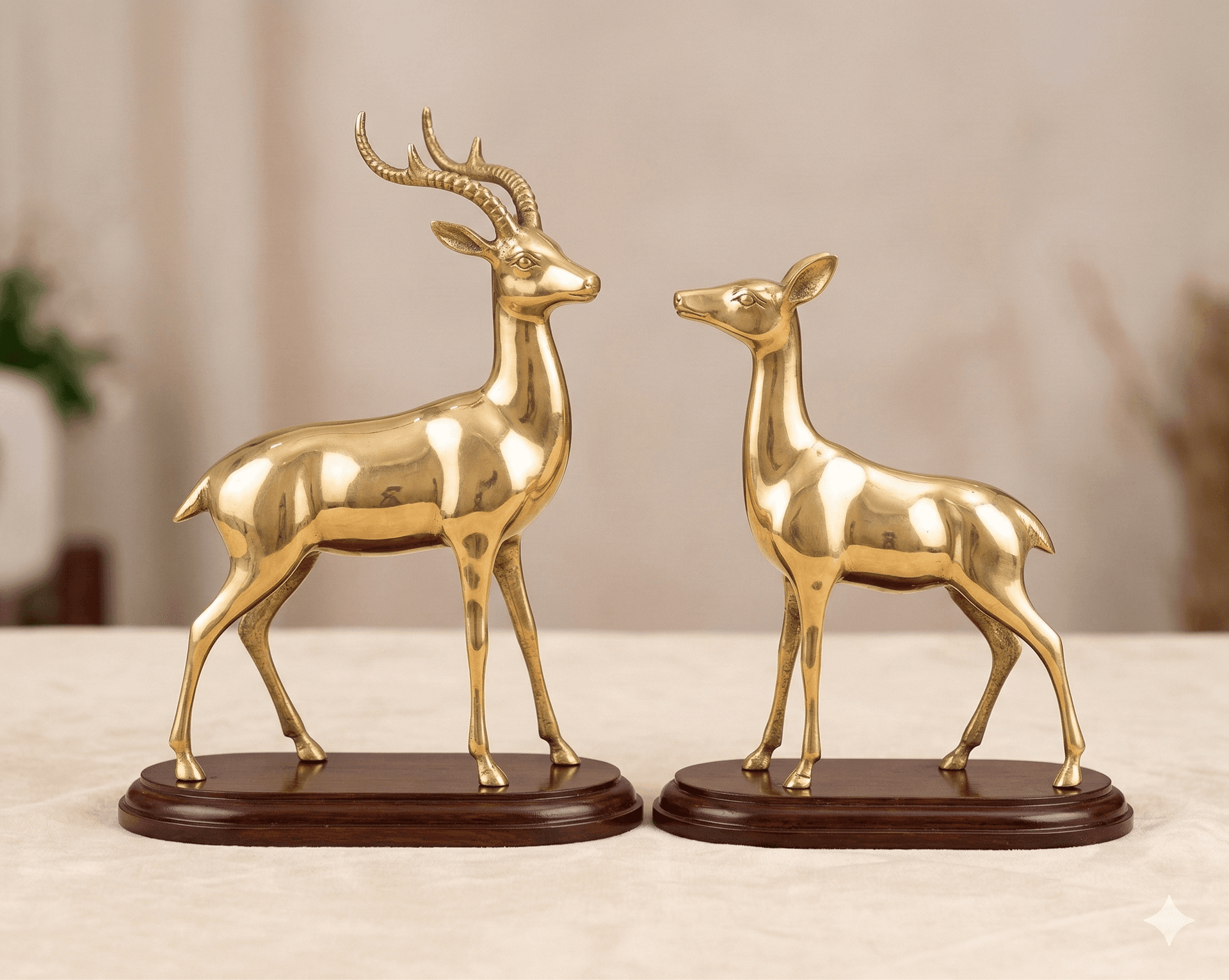Polished Brass Gazelle Statues 1