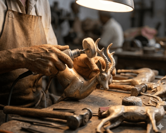 Polished Brass Gazelle Statues 4