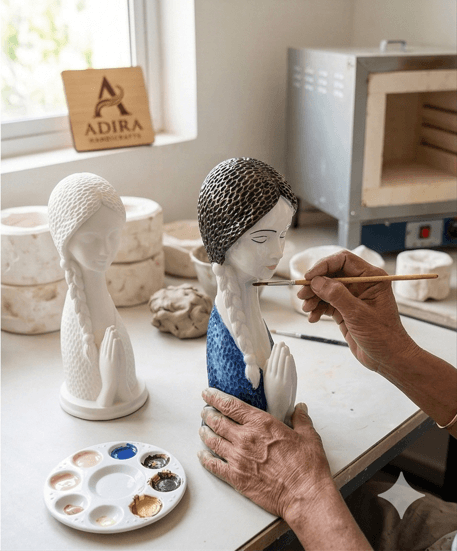 Praying Woman Ceramic Bust 4