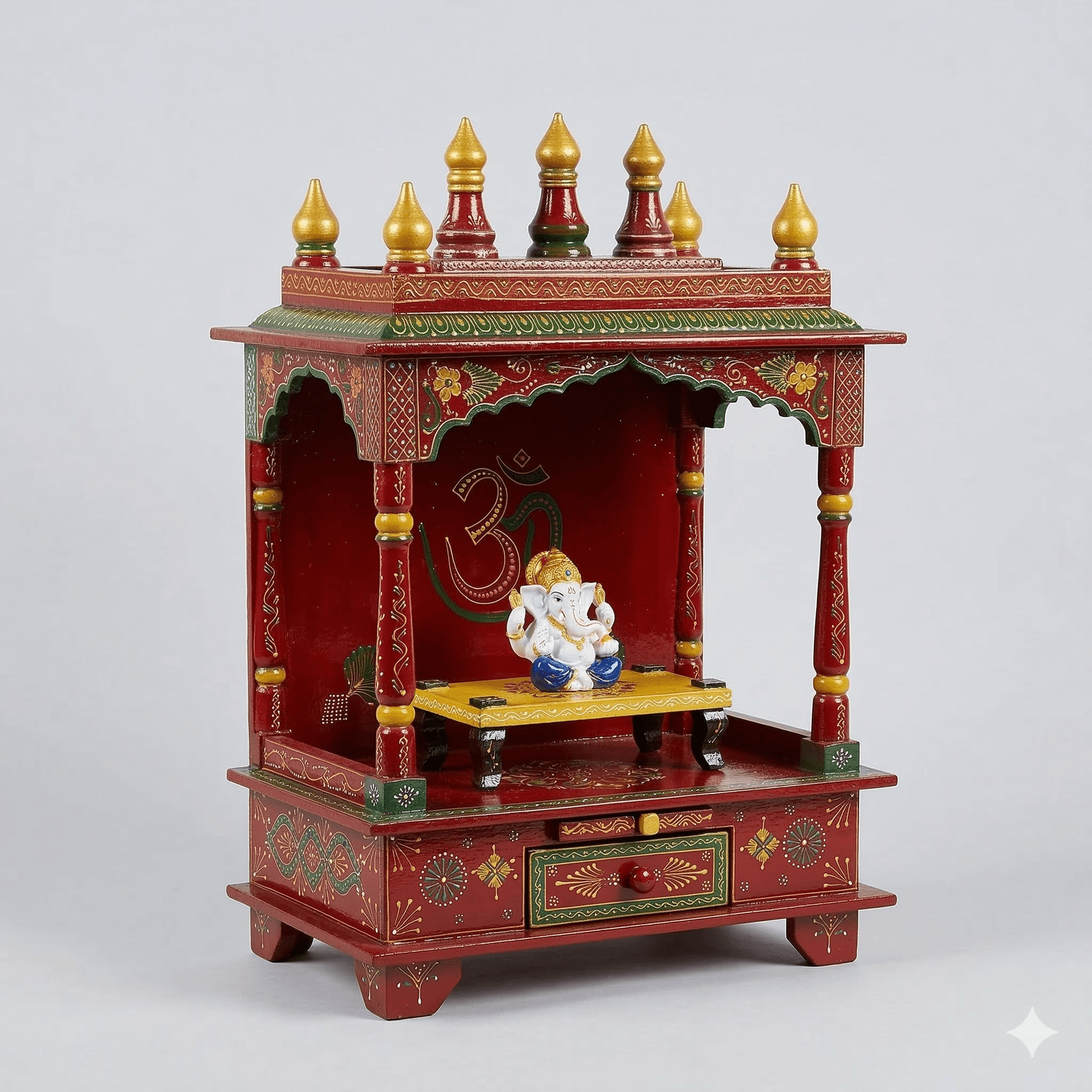 Red Lacquered Pooja Mandir 1