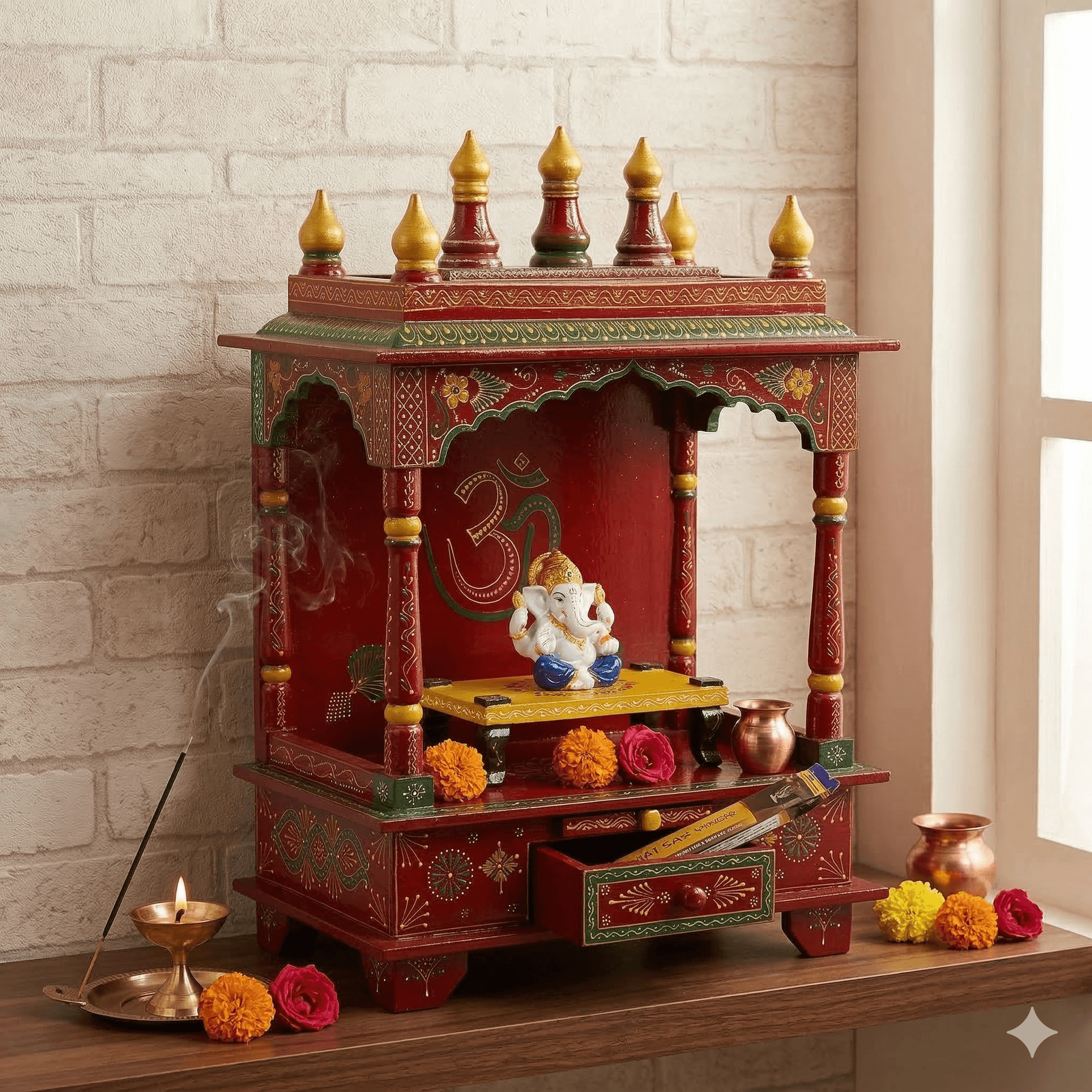 Red Lacquered Pooja Mandir 2