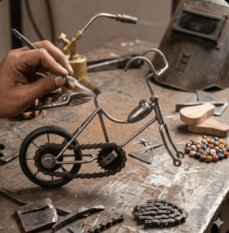 Upcycled Iron Bicycle Sculpture (Chain-Link Series) 4