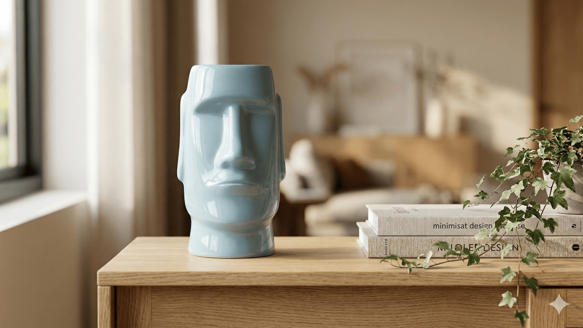 Abstract Ceramic Face Vases (Moai-style) 2