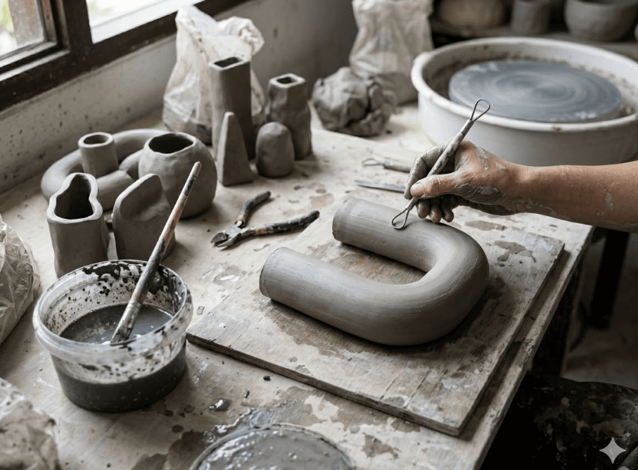 Abstract Textured U-Shape Nordic Vase 4