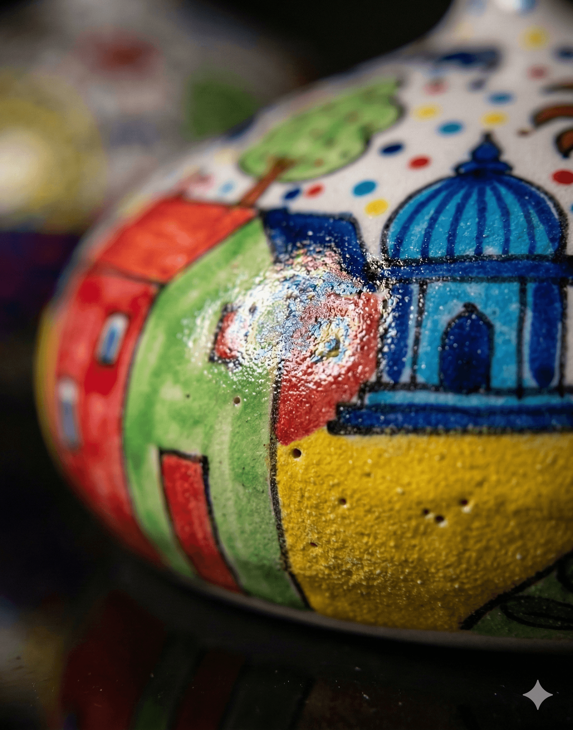 Bulbous 'Village Story' Ceramic Vases 3