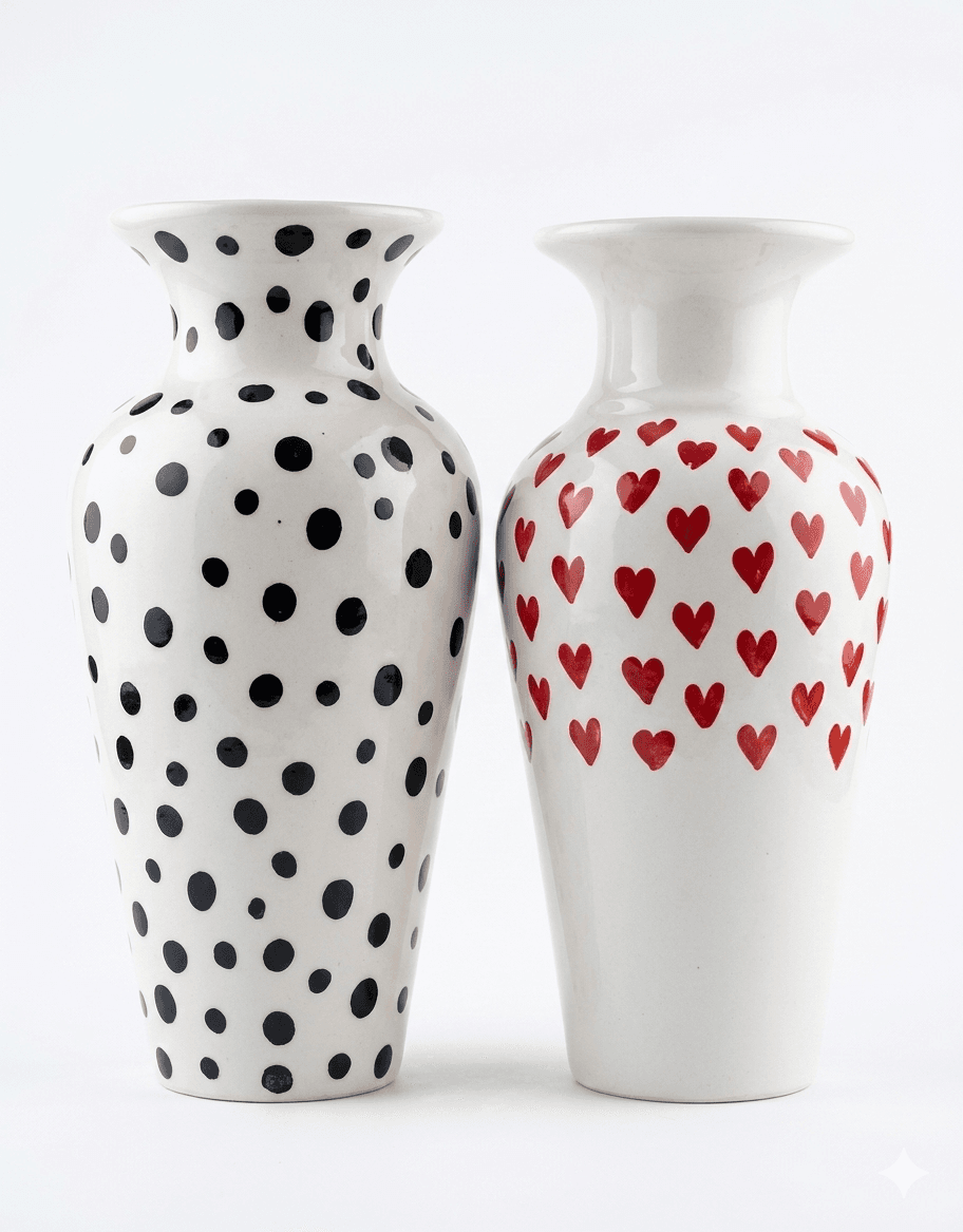 Dalmatian-Dot & Heart Pattern Tall Vases 1