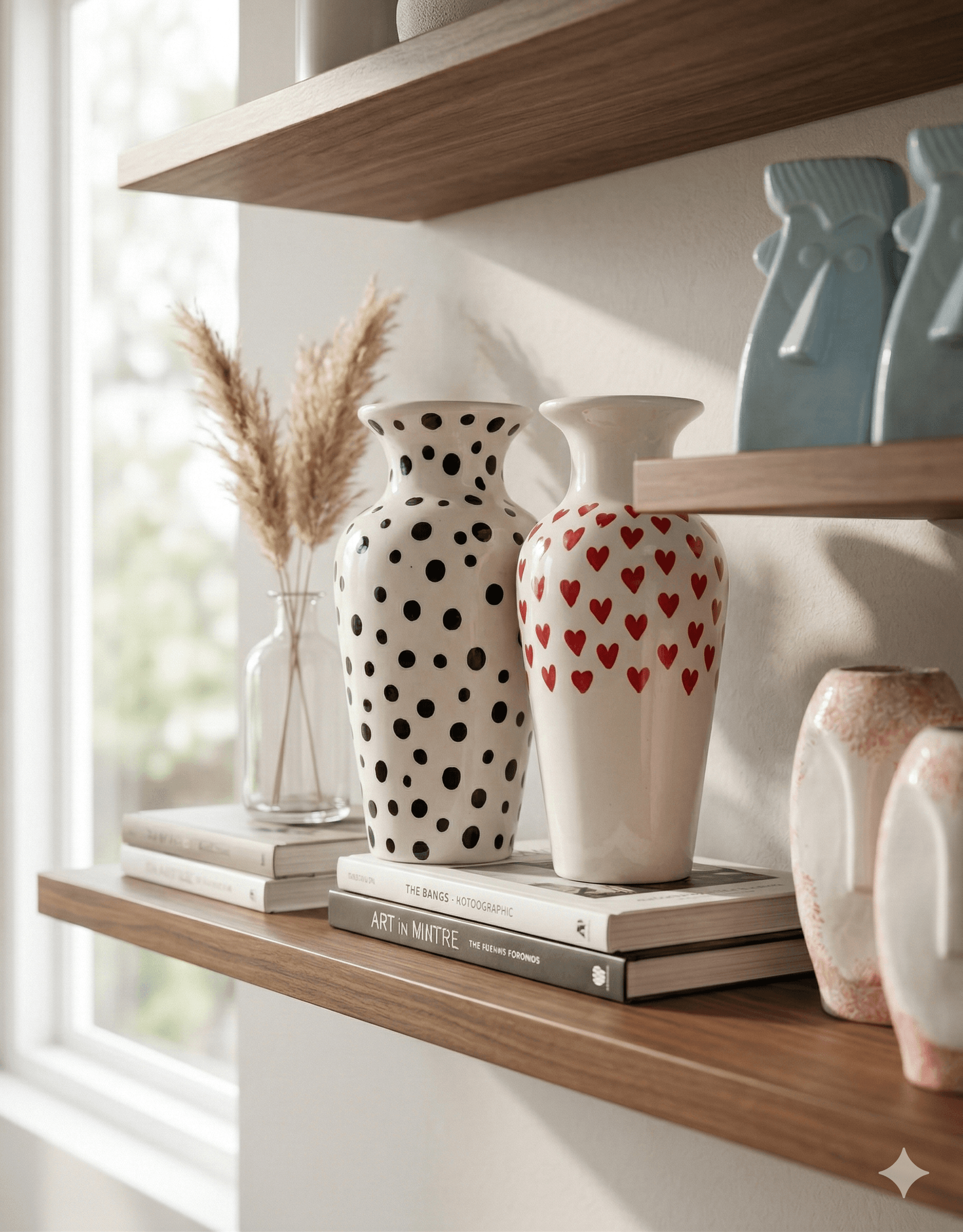 Dalmatian-Dot & Heart Pattern Tall Vases 2