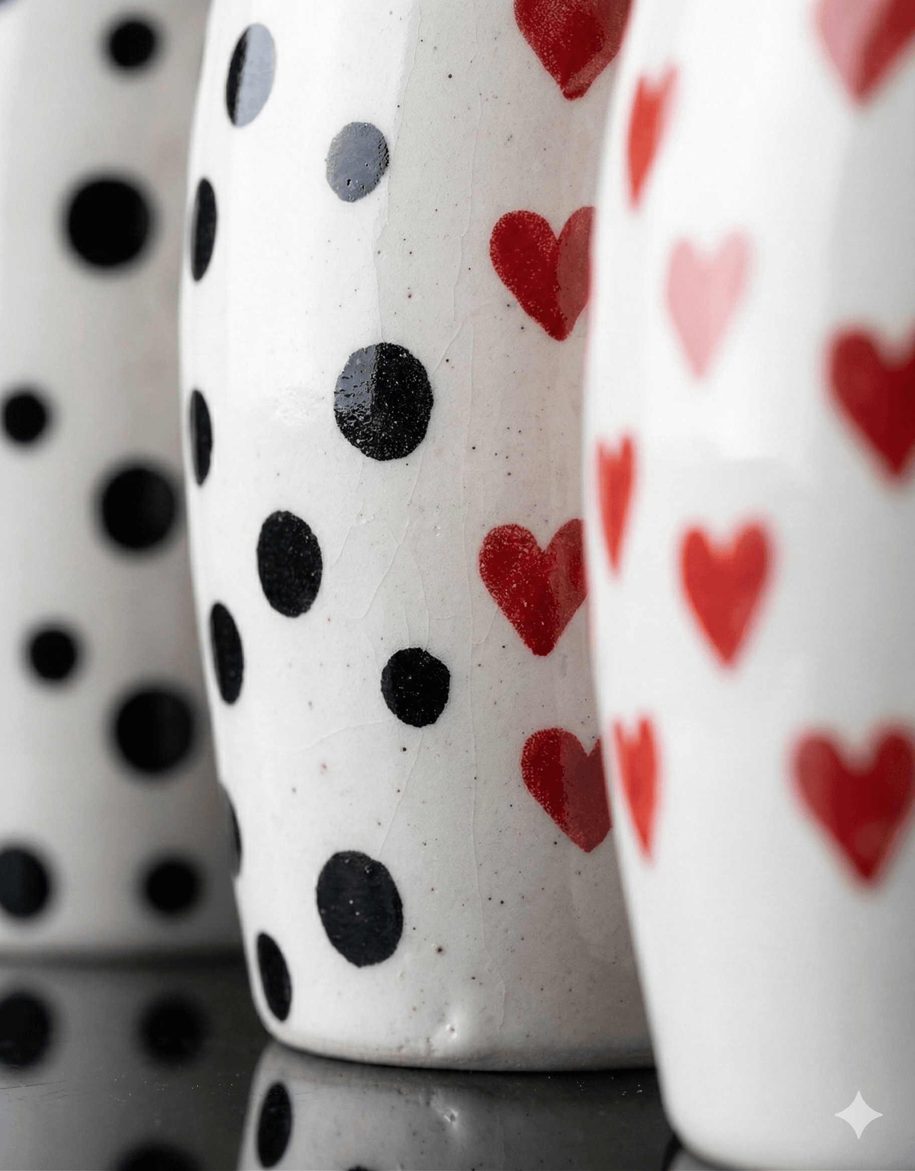 Dalmatian-Dot & Heart Pattern Tall Vases 3