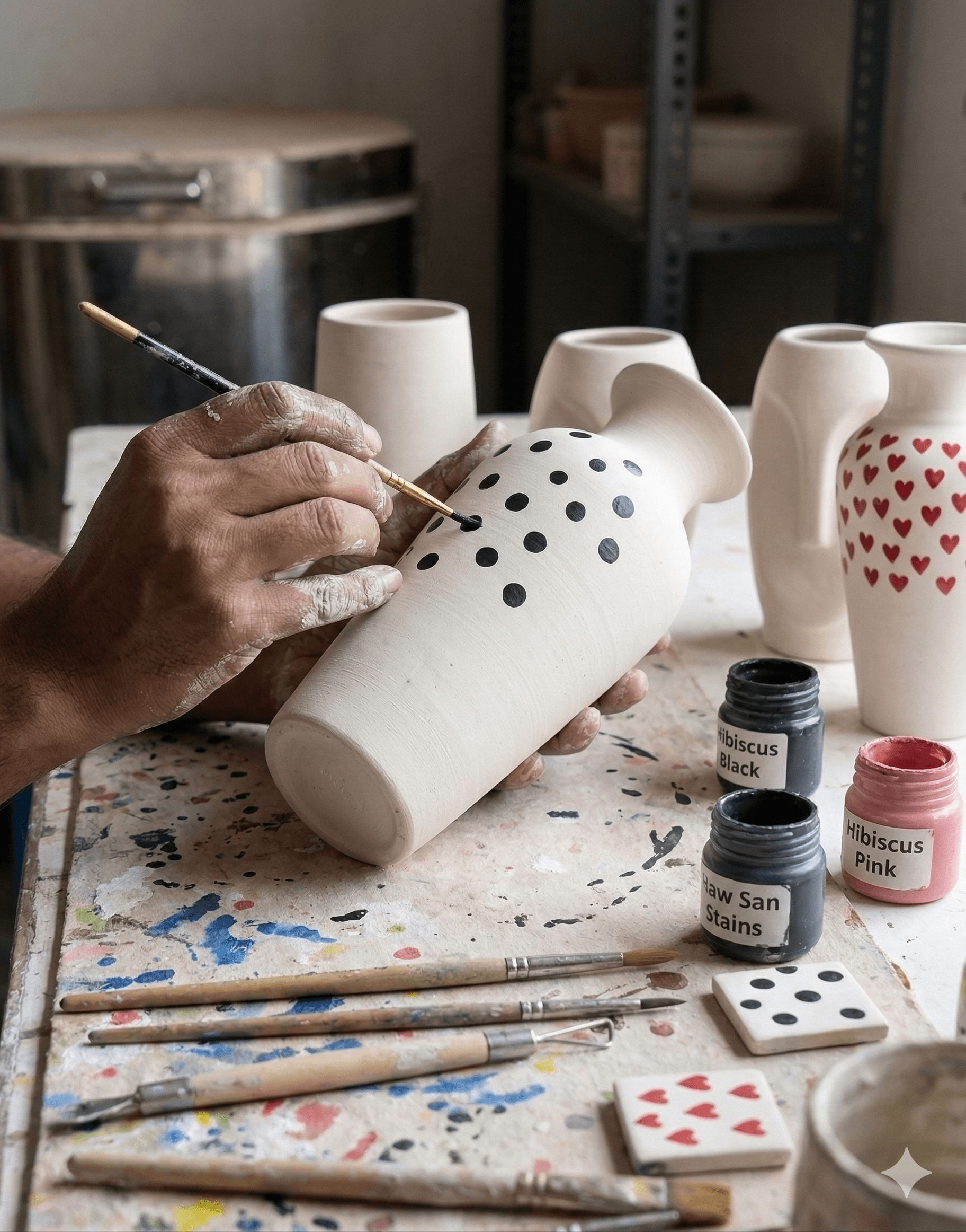Dalmatian-Dot & Heart Pattern Tall Vases 4