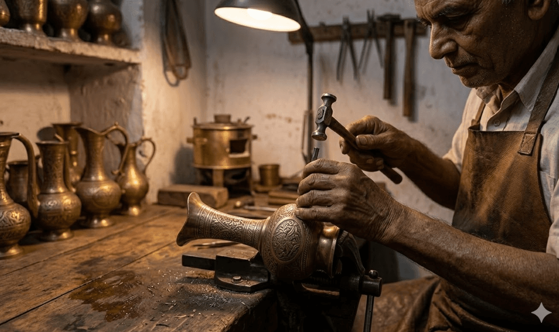 Engraved Brass Aftaba / Pitcher 4