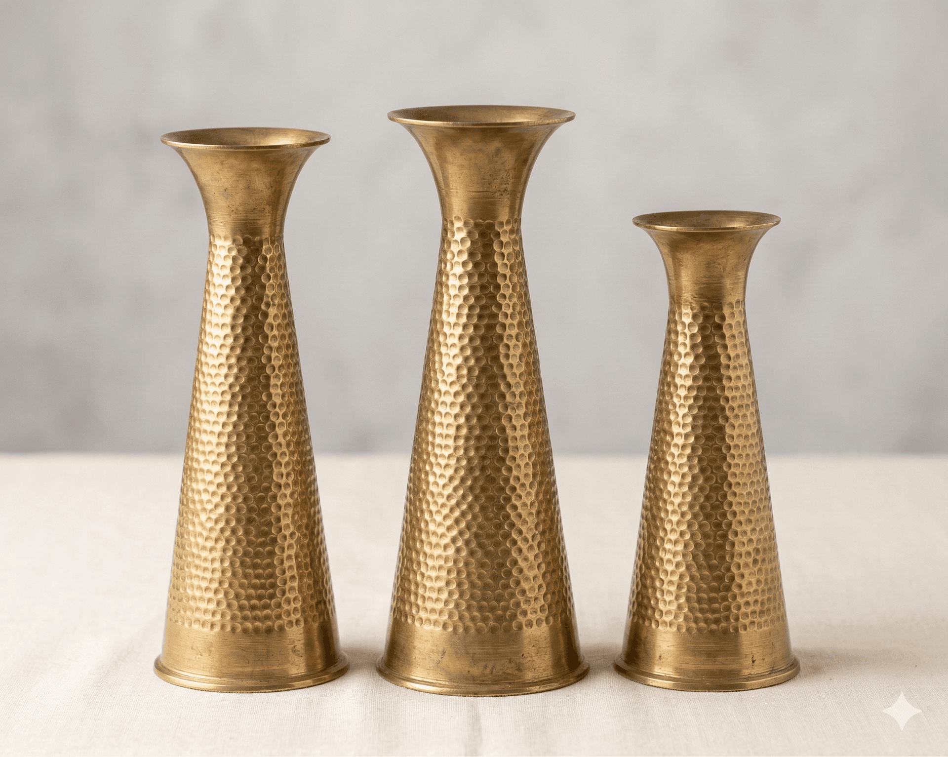 Hammered Texture Brass Trumpet Vases 1